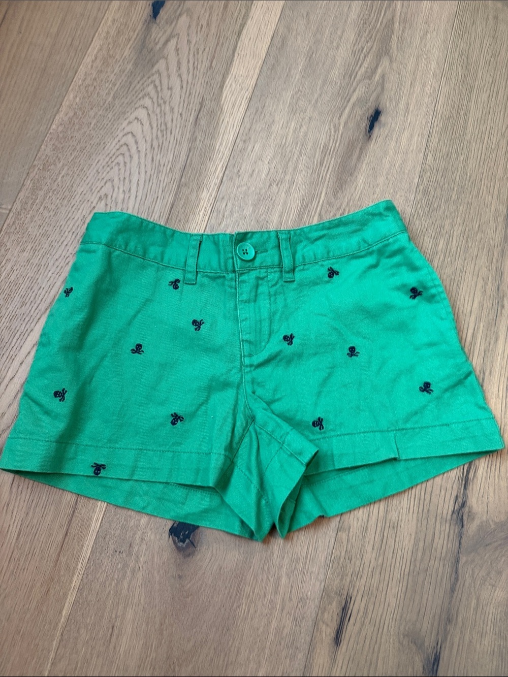 Ralph Lauren Girl's Green Classic Chino Skull Crossbones Shorts